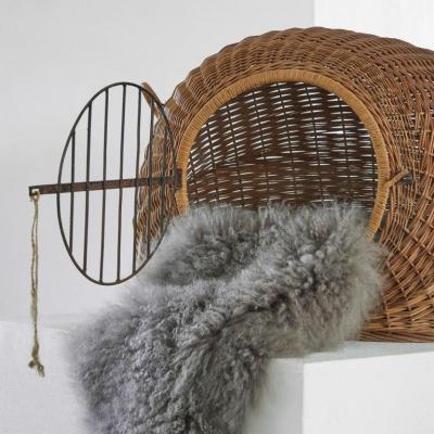 Mid Century Pet House Carrier in Rattan and Metal 1950s