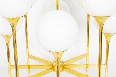 Mid Century Polished Brass Eight Light Chandelier by Gaetano Sciolari ca 1970s