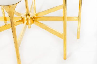 Mid Century Polished Brass Eight Light Chandelier by Gaetano Sciolari ca 1970s