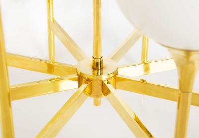 Mid Century Polished Brass Eight Light Chandelier by Gaetano Sciolari ca 1970s