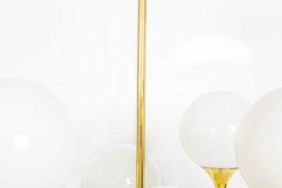 Mid Century Polished Brass Eight Light Chandelier by Gaetano Sciolari ca 1970s