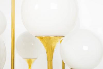 Mid Century Polished Brass Eight Light Chandelier by Gaetano Sciolari ca 1970s