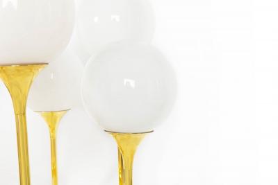 Mid Century Polished Brass Eight Light Chandelier by Gaetano Sciolari ca 1970s