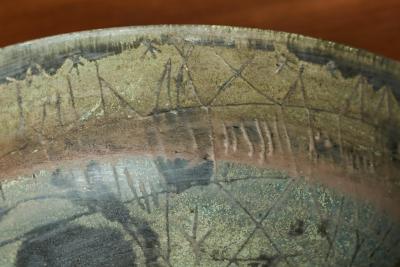 Mid Century Pottery Bowl with Incised Decoration