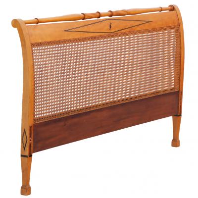 Mid Century Queen Headboard with Brass Inlay C 1940