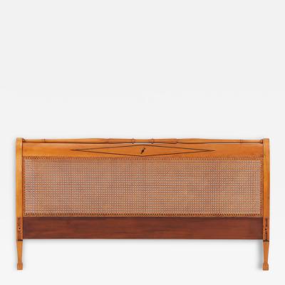Mid Century Queen Headboard with Brass Inlay C 1940