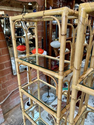 Mid Century Rattan Shelving Units Italy 1970 Set of two