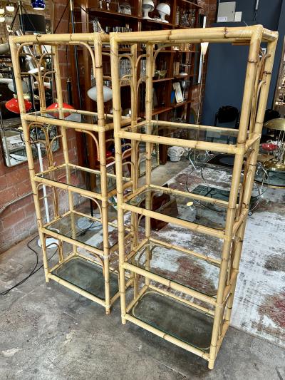 Mid Century Rattan Shelving Units Italy 1970 Set of two