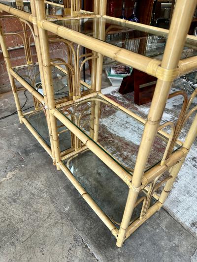 Mid Century Rattan Shelving Units Italy 1970 Set of two
