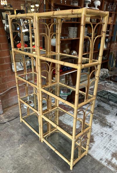 Mid Century Rattan Shelving Units Italy 1970 Set of two