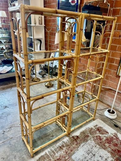 Mid Century Rattan Shelving Units Italy 1970 Set of two