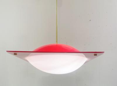 Mid Century Red Plexiglass Suspension Light