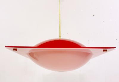 Mid Century Red Plexiglass Suspension Light