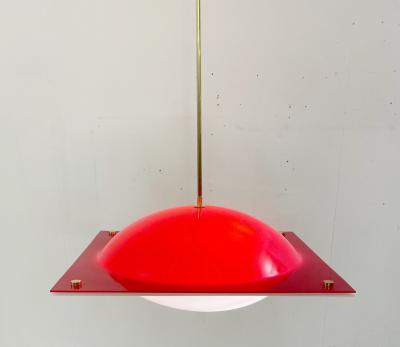 Mid Century Red Plexiglass Suspension Light