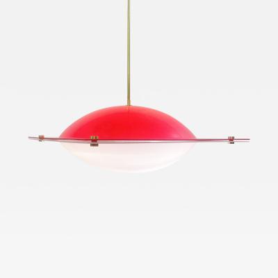 Mid Century Red Plexiglass Suspension Light