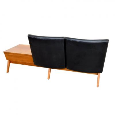 Mid Century Remington Rand Gunlocke 2 Seater Tandem Bench