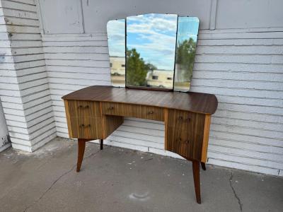 Mid Century Rosewood Vanity with Triple Mirror