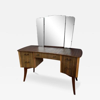 Mid Century Rosewood Vanity with Triple Mirror