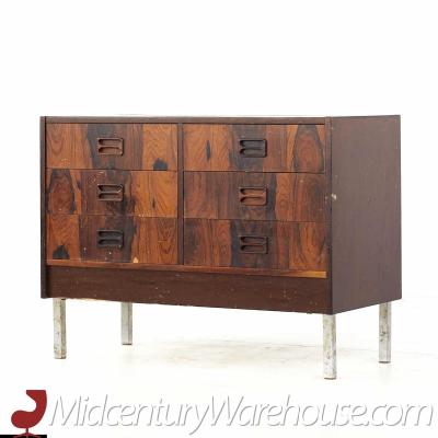 Mid Century Rosewood and Chrome Danish Dresser Chest of Drawers