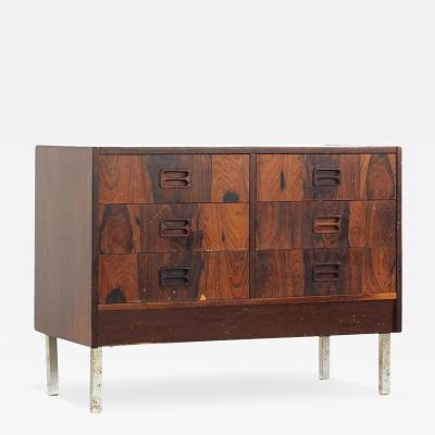 Mid Century Rosewood and Chrome Danish Dresser Chest of Drawers
