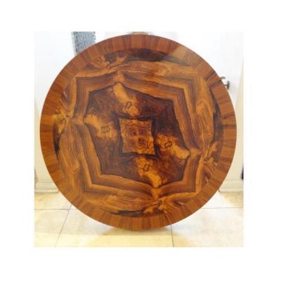 Mid Century Round Cocktail Table in Walnut and Chrome France Circa 1965
