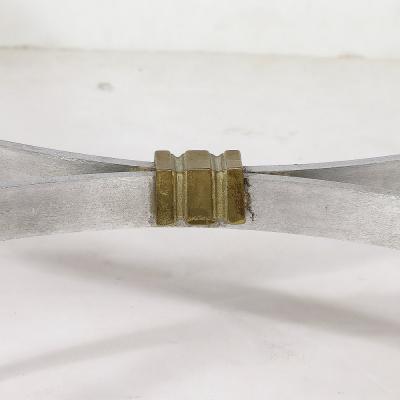 Mid Century Round Glass Brass Steel Cocktail Table Manner of Maison Jansen
