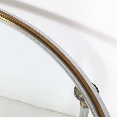 Mid Century Round Glass Brass Steel Cocktail Table Manner of Maison Jansen