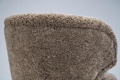 Mid Century Scandinavian Lounge Chair in Sheepskin Scandinavia circa 1950s