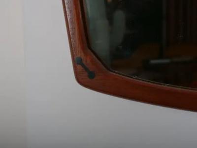 Mid Century Scandinavian Teak wall mirror with shelf c1960