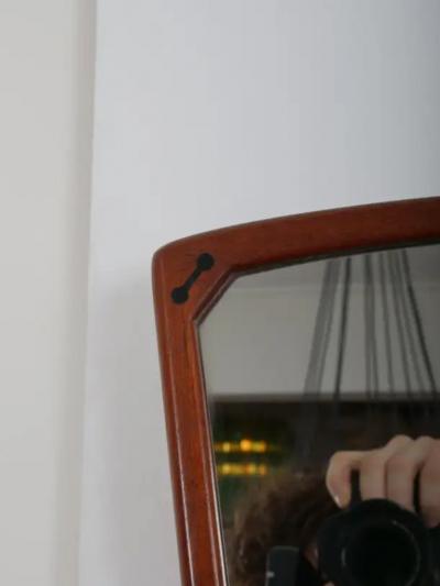 Mid Century Scandinavian Teak wall mirror with shelf c1960