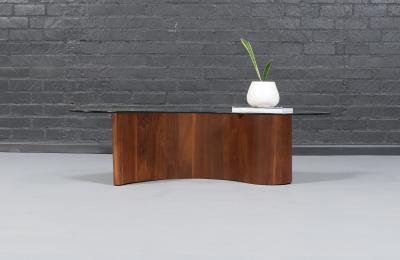 Mid Century Sculpted Biomorphic Shaped Coffee Table w Glass Top