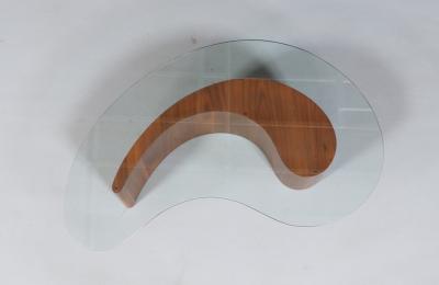Mid Century Sculpted Biomorphic Shaped Coffee Table w Glass Top