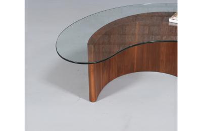 Mid Century Sculpted Biomorphic Shaped Coffee Table w Glass Top
