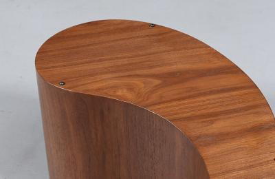 Mid Century Sculpted Walnut Biomorphic Shaped Coffee Table w Glass Top