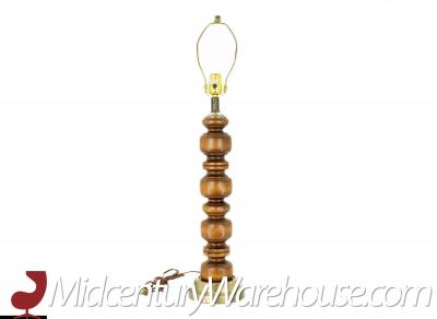 Mid Century Sculpted Walnut and Brass Lamp