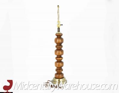 Mid Century Sculpted Walnut and Brass Lamp