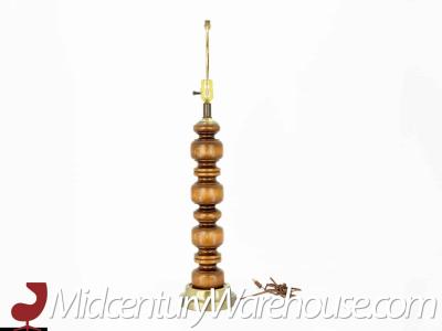 Mid Century Sculpted Walnut and Brass Lamp