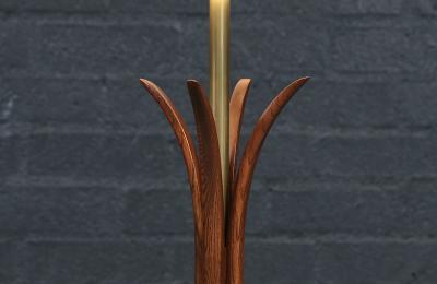 Mid Century Sculpted Wood Floor Lamp by Roller Lamp Co 
