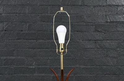 Mid Century Sculpted Wood Floor Lamp by Roller Lamp Co 