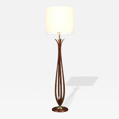 Mid Century Sculpted Wood Floor Lamp by Roller Lamp Co 