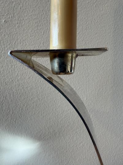 Mid Century Sculptural Candlestick with Curved Stem and Architectural Base