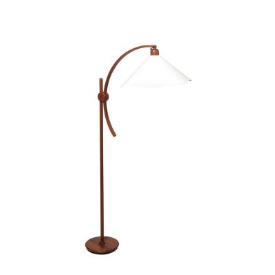 Mid Century Sculptural Teak Adjustable Floor Lamp w Custom Archival Paper Shade