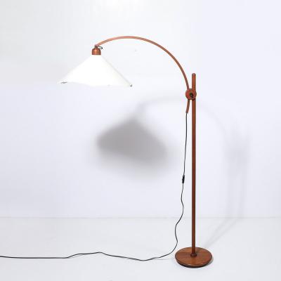 Mid Century Sculptural Teak Adjustable Floor Lamp w Custom Archival Paper Shade