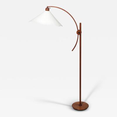 Mid Century Sculptural Teak Adjustable Floor Lamp w Custom Archival Paper Shade