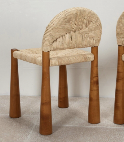Mid Century Set of 6 Italian Dining chairs by Alessandro Becchi 1970s