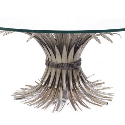 Mid Century Sheaf of Wheat Metal and Glass Coffee Table