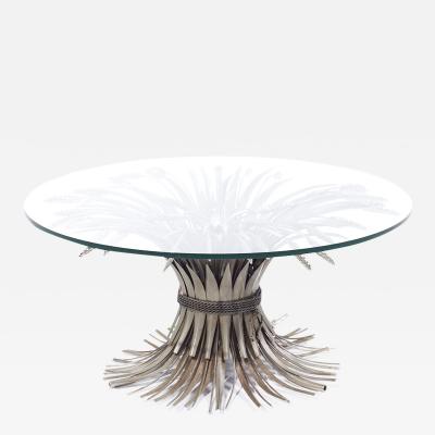 Mid Century Sheaf of Wheat Metal and Glass Coffee Table