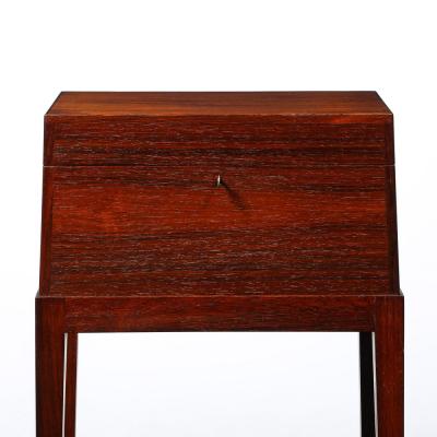 Mid Century Silver Book Matched Teak Chest Sculptural Handles in Macassar Ebony