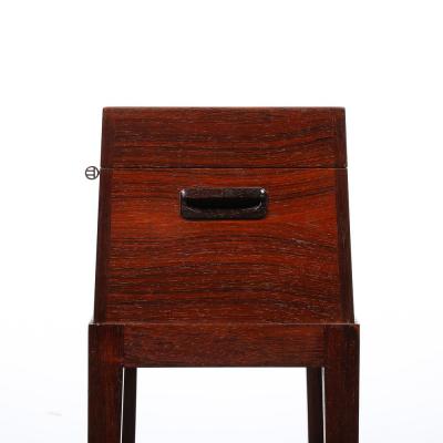 Mid Century Silver Book Matched Teak Chest Sculptural Handles in Macassar Ebony