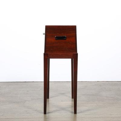 Mid Century Silver Book Matched Teak Chest Sculptural Handles in Macassar Ebony